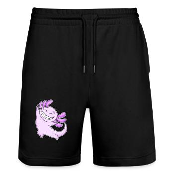 Joyeux Axolotl - Short de jogging bio TRAINER Stanley/Stella unisexe - noir - Devant - Nik (191cm) & Marisol (170cm)