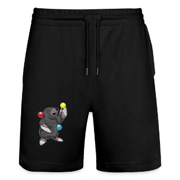 Maulwurf Jongleur Jonglieren - Stanley/Stella Unisex Bio Joggingshorts Trainer  - Schwarz - Vorne - Nik (191cm) & Marisol (170cm)