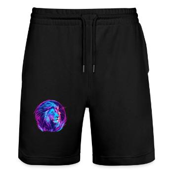 Lion Vaporwave EDM - Stanley/Stella Trainer Unisex Organic Jogging Shorts - black - Front - Nik (191cm) & Marisol (170cm)