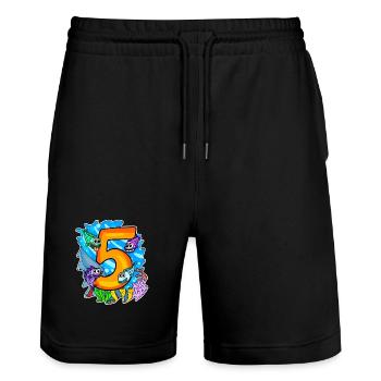 5 Birthday 5 years old with animal motif - five - Stanley/Stella Trainer Unisex Organic Jogging Shorts - black - Front - Nik (191cm) & Marisol (170cm)