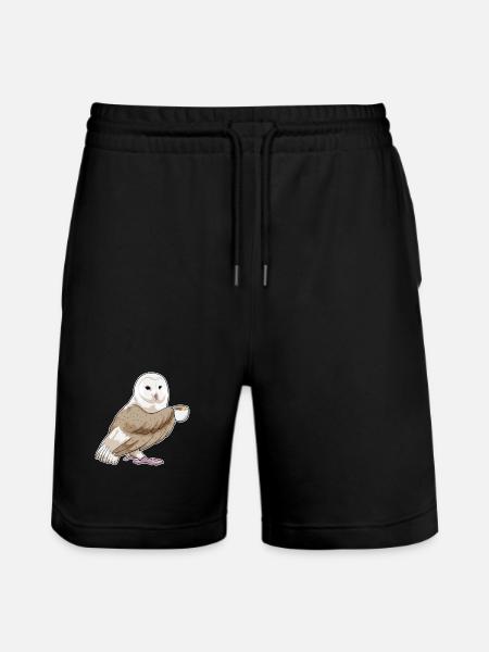 Owl cup of coffee - Stanley/Stella Trainer Unisex Organic Jogging Shorts - black