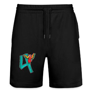 4 Geburtstag 4 Jahre alt mit Tier Motiv - vier - Stanley/Stella Unisex Bio Joggingshorts Trainer  - Schwarz - Vorne - Nik (191cm) & Marisol (170cm)