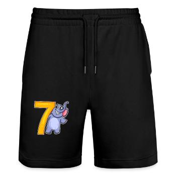 sieben - 7 - Stanley/Stella Unisex Bio Joggingshorts Trainer  - Schwarz - Vorne - Nik (191cm) & Marisol (170cm)