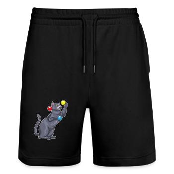 Katze Jongleur Jonglieren - Stanley/Stella Unisex Bio Joggingshorts Trainer  - Schwarz - Vorne - Nik (191cm) & Marisol (170cm)