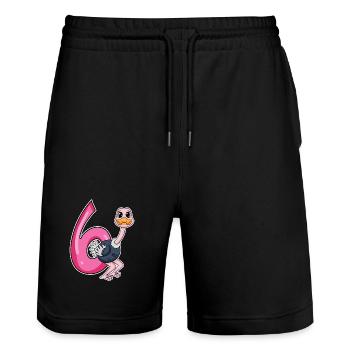 6th birthday motif bouquet - six years old - Stanley/Stella Trainer Unisex Organic Jogging Shorts - black - Front - Nik (191cm) & Marisol (170cm)