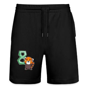 8th Birthday Motif Red Panda - eight years old - Stanley/Stella Trainer Unisex Organic Jogging Shorts - black - Front - Nik (191cm) & Marisol (170cm)