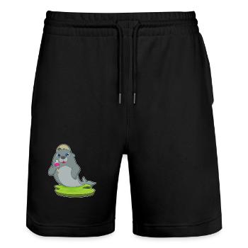 Glace gaufre de phoque - Short de jogging bio TRAINER Stanley/Stella unisexe - noir - Devant - Nik (191cm) & Marisol (170cm)