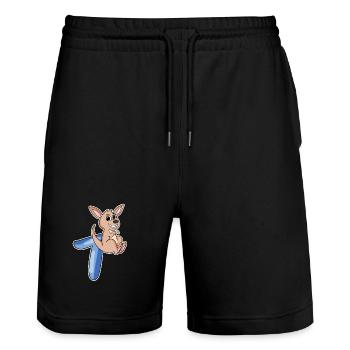 7th Birthday Motif Kangaroo - Seven Years - Stanley/Stella Trainer Unisex Organic Jogging Shorts - black - Front - Nik (191cm) & Marisol (170cm)