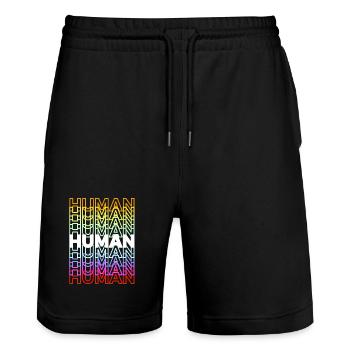 Human Pride LGBT - Stanley/Stella Unisex Bio Joggingshorts Trainer  - Schwarz - Vorne - Nik (191cm) & Marisol (170cm)