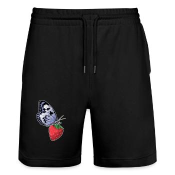Fraise papillon - Short de jogging bio TRAINER Stanley/Stella unisexe - noir - Devant - Nik (191cm) & Marisol (170cm)