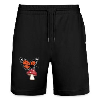 Butterfly mushroom - Stanley/Stella Trainer Unisex Organic Jogging Shorts - black - Front - Nik (191cm) & Marisol (170cm)