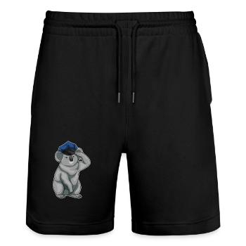 Koala Policeman Police Cap Police - Stanley/Stella Trainer Unisex Organic Jogging Shorts - black - Front - Nik (191cm) & Marisol (170cm)