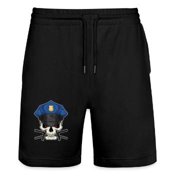 Police du Bâton du Policier du Crâne - Short de jogging bio TRAINER Stanley/Stella unisexe - noir - Devant - Nik (191cm) & Marisol (170cm)