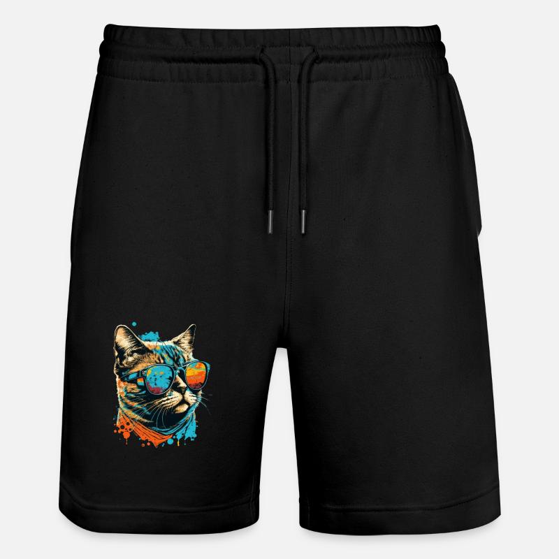 Chat avec des lunettes de soleil - Short de jogging bio TRAINER Stanley/Stella unisexe - noir