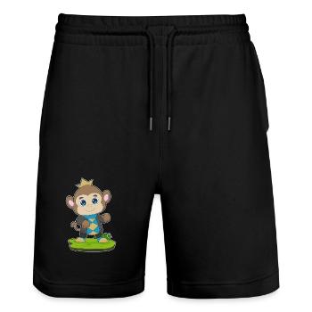 Affe Krone - Stanley/Stella Unisex Bio Joggingshorts Trainer  - Schwarz - Vorne - Nik (191cm) & Marisol (170cm)