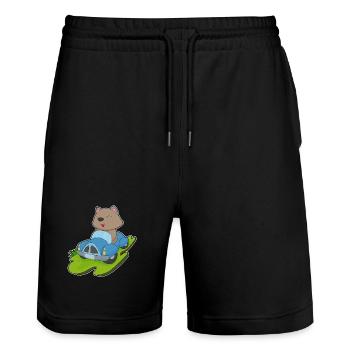 Katze Auto - Stanley/Stella Unisex Bio Joggingshorts Trainer  - Schwarz - Vorne - Nik (191cm) & Marisol (170cm)