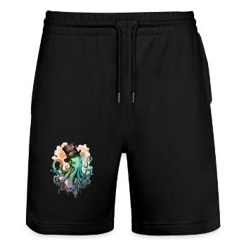 Octophus avec cylindre - Short de jogging bio TRAINER Stanley/Stella unisexe - noir - Devant - Nik (191cm) & Marisol (170cm)