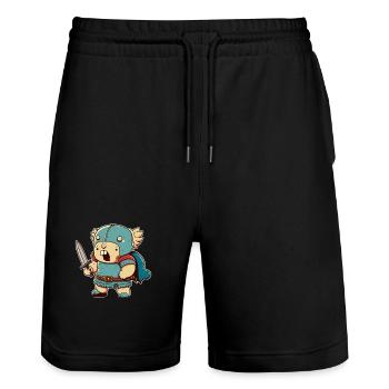 Verrückter Krieger mit Schwert - Stanley/Stella Unisex Bio Joggingshorts Trainer  - Schwarz - Vorne - Nik (191cm) & Marisol (170cm)