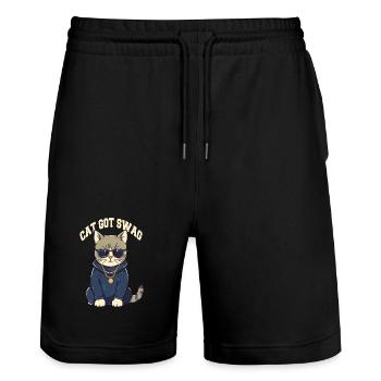 Vous avez Swag Cat avec des lunettes de soleil - Short de jogging bio TRAINER Stanley/Stella unisexe - noir - Devant - Nik (191cm) & Marisol (170cm)