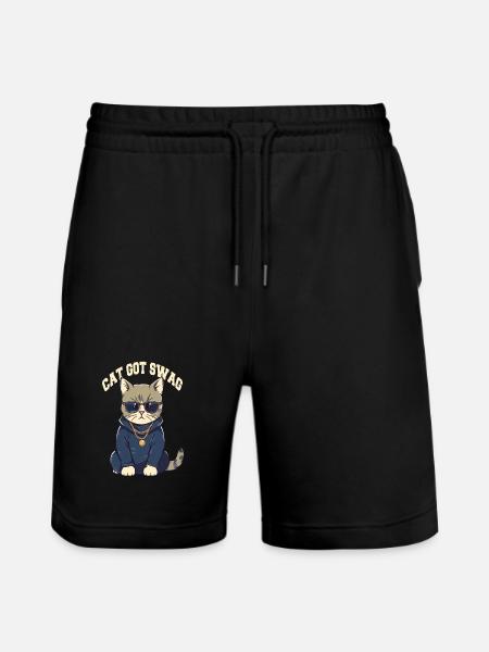 Got Swag Cat with Sunglasses - Stanley/Stella Trainer Unisex Organic Jogging Shorts - black