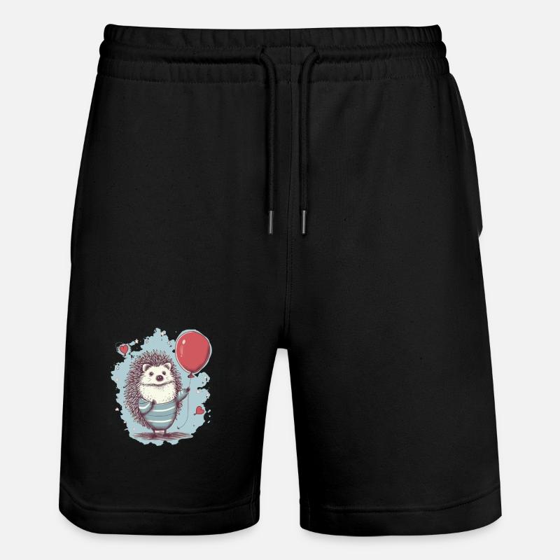 süsser Igel mit Luftballon - Stanley/Stella Unisex Bio Joggingshorts Trainer  - Schwarz