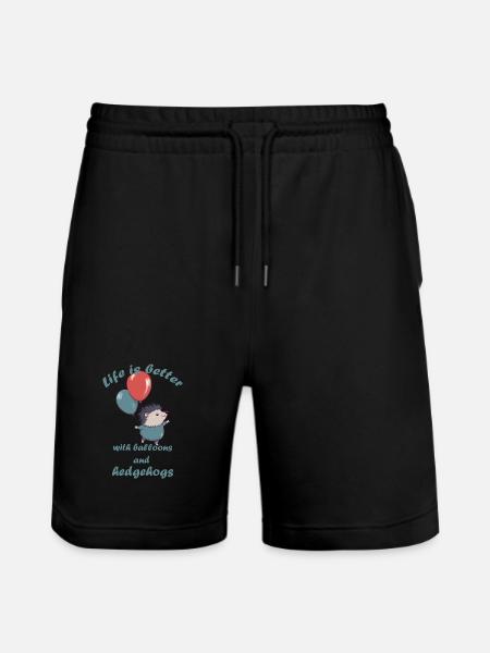 Petit hérisson avec ballons et lettrage - Short de jogging bio TRAINER Stanley/Stella unisexe - noir