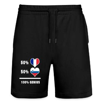 Slovénie et France Drapeaux 100% géniaux - Short de jogging bio TRAINER Stanley/Stella unisexe - noir - Devant - Nik (191cm) & Marisol (170cm)