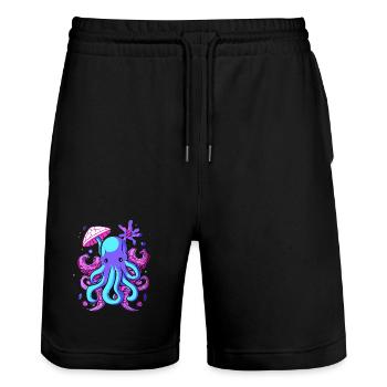 Octo Jelly Octopus Sea Creature - Stanley/Stella Trainer Unisex Organic Jogging Shorts - black - Front - Nik (191cm) & Marisol (170cm)