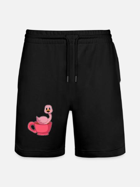 Flamingo Coffee Mug - Stanley/Stella Trainer Unisex Organic Jogging Shorts - black