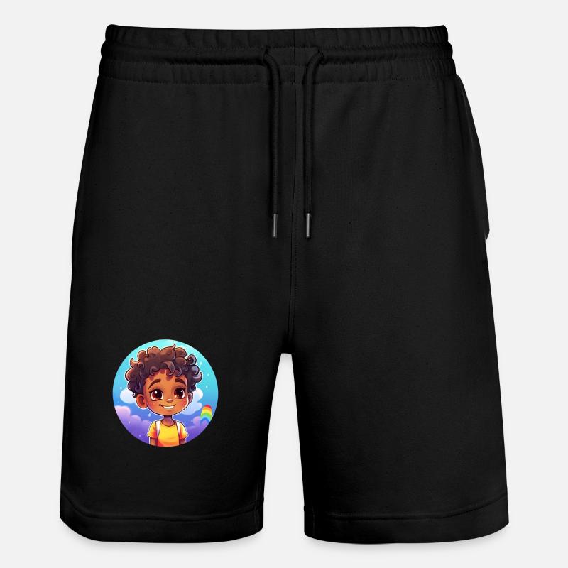 Personnage d’enfant amusant avec arc-en-ciel - Short de jogging bio TRAINER Stanley/Stella unisexe - noir