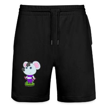 Culturiste Souris Haltères Bodybuilding - Short de jogging bio TRAINER Stanley/Stella unisexe - noir - Devant - Nik (191cm) & Marisol (170cm)