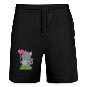 Ballon Chat - Short de jogging bio TRAINER Stanley/Stella unisexe - noir - Devant - Nik (191cm) & Marisol (170cm)