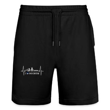 Bochum Heartbeat Bochum Skyline Accueil Ruhrpott - Short de jogging bio TRAINER Stanley/Stella unisexe - noir - Devant - Nik (191cm) & Marisol (170cm)