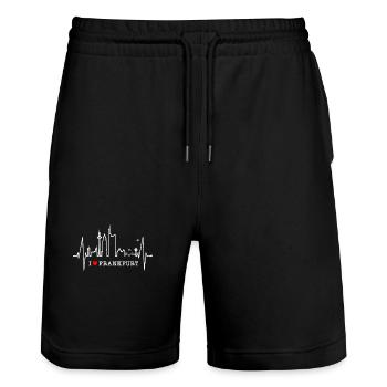 Frankfurt Skyline Herzschlag FFM Fan Liebe Hessen - Stanley/Stella Trainer Unisex Organic Jogging Shorts - black - Front - Nik (191cm) & Marisol (170cm)