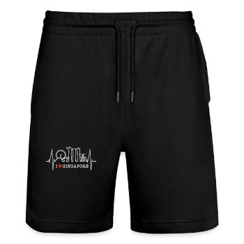 Singapore Skyline Heartbeat Asia I Love Singapore - Stanley/Stella Trainer Unisex Organic Jogging Shorts - black - Front - Nik (191cm) & Marisol (170cm)
