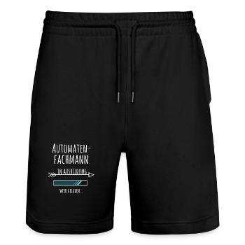Automatenfachmann Ausbildung Beruf Geschenk - Stanley/Stella Unisex Bio Joggingshorts Trainer  - Schwarz - Vorne - Nik (191cm) & Marisol (170cm)