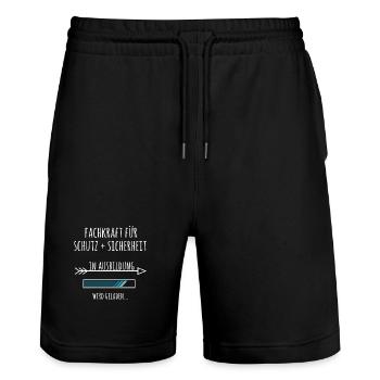 Fachkraft für Schutz und Sicherheit Ausbildung - Stanley/Stella Unisex Bio Joggingshorts Trainer  - Schwarz - Vorne - Nik (191cm) & Marisol (170cm)
