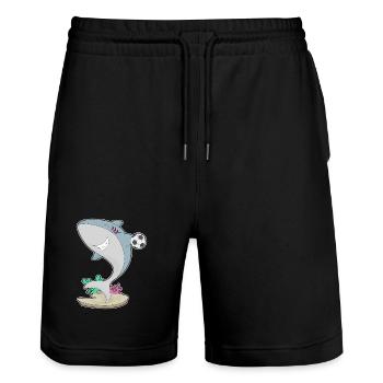 Shark Handball Player Handball - Stanley/Stella Trainer Unisex Organic Jogging Shorts - black - Front - Nik (191cm) & Marisol (170cm)