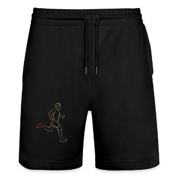 Lustiger Läufer Junge - Stanley/Stella Unisex Bio Joggingshorts Trainer  - Schwarz - Vorne - Nik (191cm) & Marisol (170cm)
