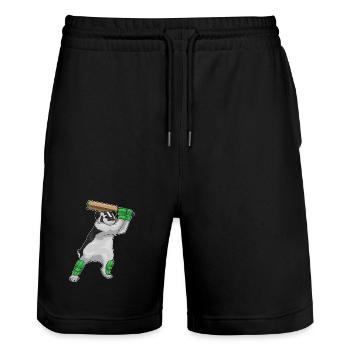 Dachs Cricket Cricketschläger - Stanley/Stella Unisex Bio Joggingshorts Trainer  - Schwarz - Vorne - Nik (191cm) & Marisol (170cm)