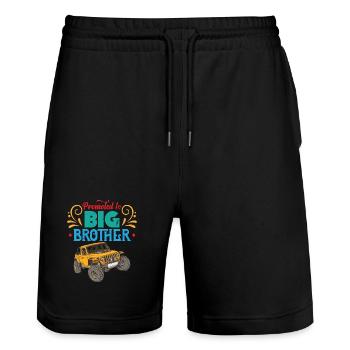 Big Brother, big brother Sticker - Stanley/Stella Unisex Bio Joggingshorts Trainer  - Schwarz - Vorne - Nik (191cm) & Marisol (170cm)