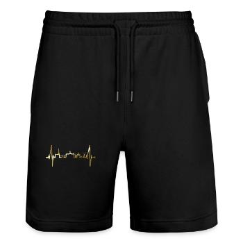 Amsterdam Skyline Netherlands Heartbeat Holland - Stanley/Stella Trainer Unisex Organic Jogging Shorts - black - Front - Nik (191cm) & Marisol (170cm)