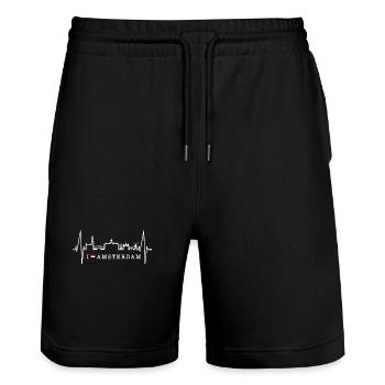 Amsterdam Skyline Netherlands Heartbeat Holland - Stanley/Stella Trainer Unisex Organic Jogging Shorts - black - Front - Nik (191cm) & Marisol (170cm)