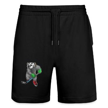 Dachs Eishockey Eishockeyschläger - Stanley/Stella Trainer Unisex Organic Jogging Shorts - black - Front - Nik (191cm) & Marisol (170cm)