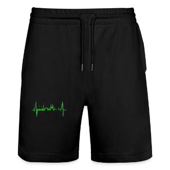 Bremen Skyline Bremen Heartbeat Fan Heart Love - Stanley/Stella Trainer Unisex Organic Jogging Shorts - black - Front - Nik (191cm) & Marisol (170cm)