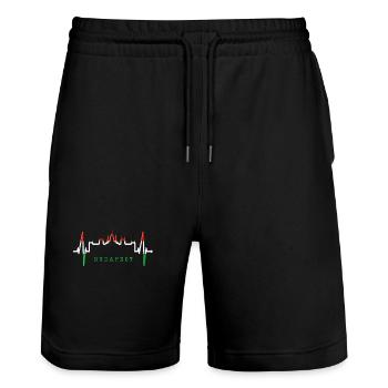 Budapest Skyline Heartbeat Hungary Heart Budapester - Stanley/Stella Trainer Unisex Organic Jogging Shorts - black - Front - Nik (191cm) & Marisol (170cm)