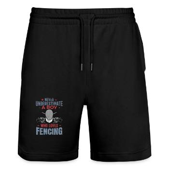 Little Fencer - Stanley/Stella Trainer Unisex Organic Jogging Shorts - black - Front - Nik (191cm) & Marisol (170cm)