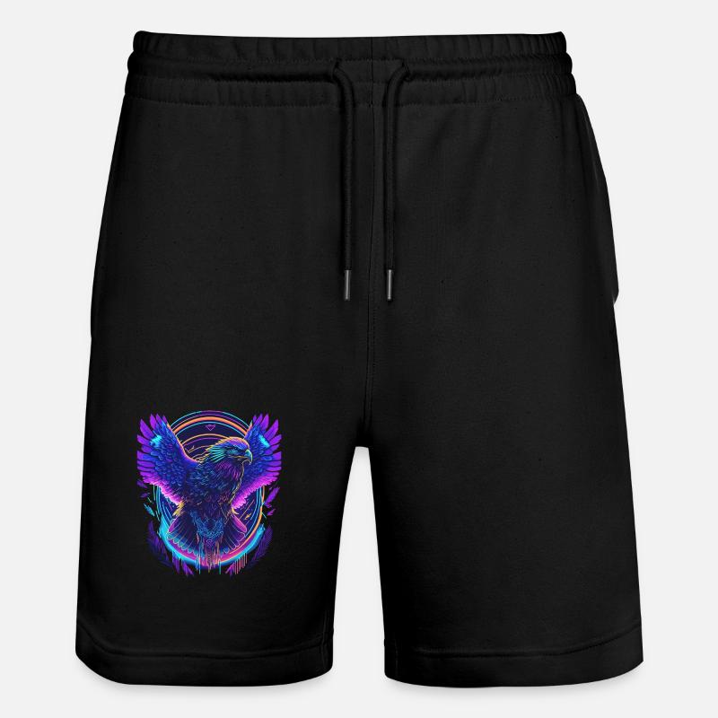 Flying Eagle Synthwave - Stanley/Stella Trainer Unisex Organic Jogging Shorts - black