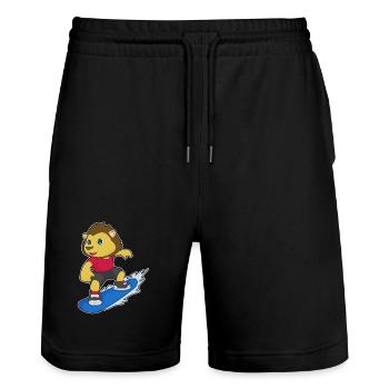 Löwe Snowboarder Snowboard - Stanley/Stella Trainer Unisex Organic Jogging Shorts - black - Front - Nik (191cm) & Marisol (170cm)