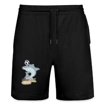 Dolphin Soccer Joueur De Football - Short de jogging bio TRAINER Stanley/Stella unisexe - noir - Devant - Nik (191cm) & Marisol (170cm)